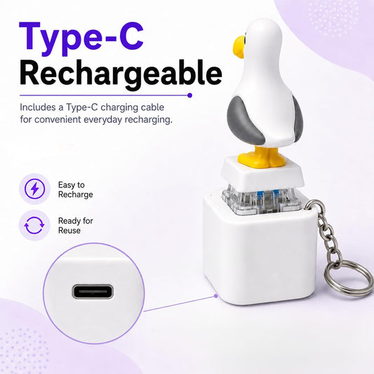 Seagull Mine Button Keychain Fidget Toy, Mechanical Clicker Rechargeable Keyboard Fidget 4 Pack