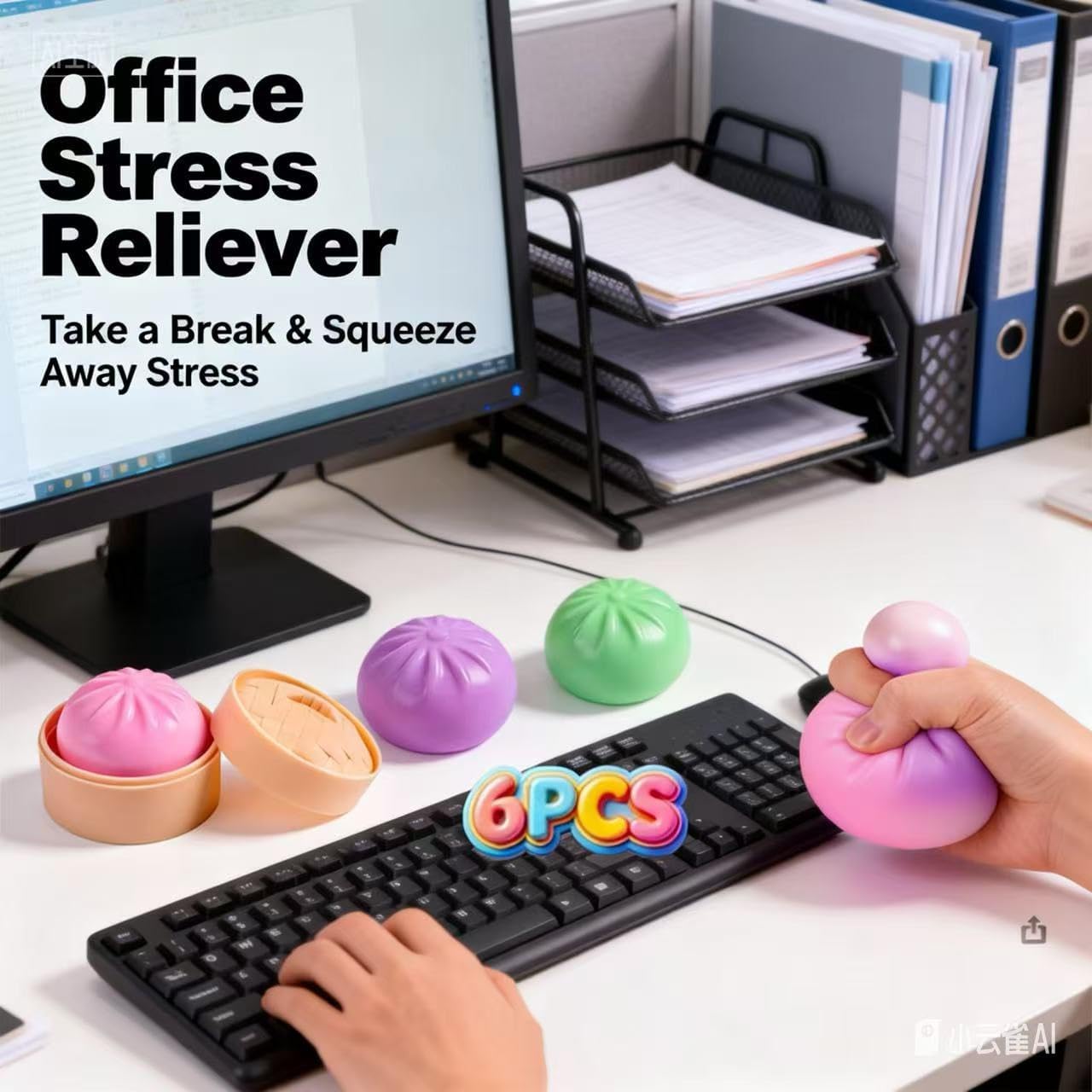 6 Pack Surprise Box, 6 Color Squeeze Fidget Toys, Soft TPR Stress Relief Squishies, Prizes Birthday Party Favors for Adults