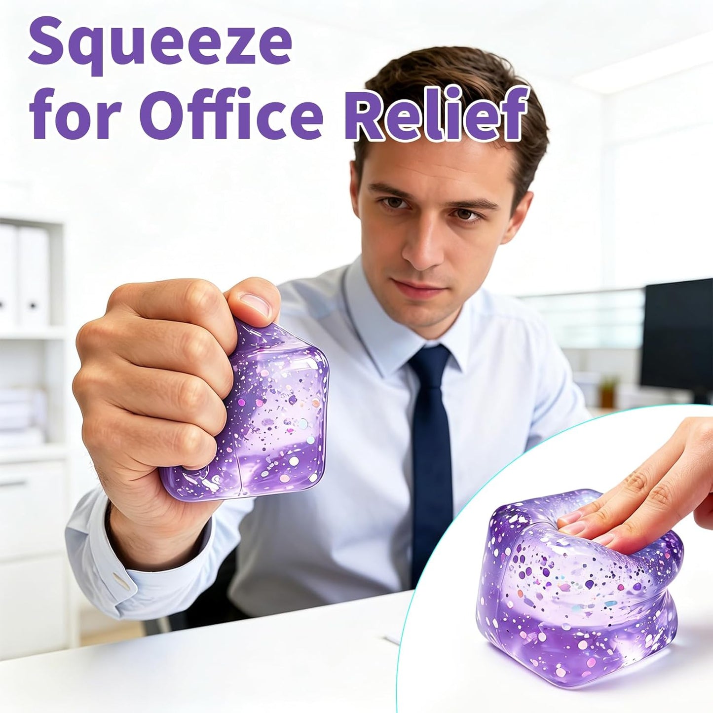 Stress Balls Fidget Toys, Stress Cube Slow Rising, Square Shape Squeeze Toys for Adults, Classroom Prizes, Christmas, Party Favors, Stocking Stuffers (Purple)