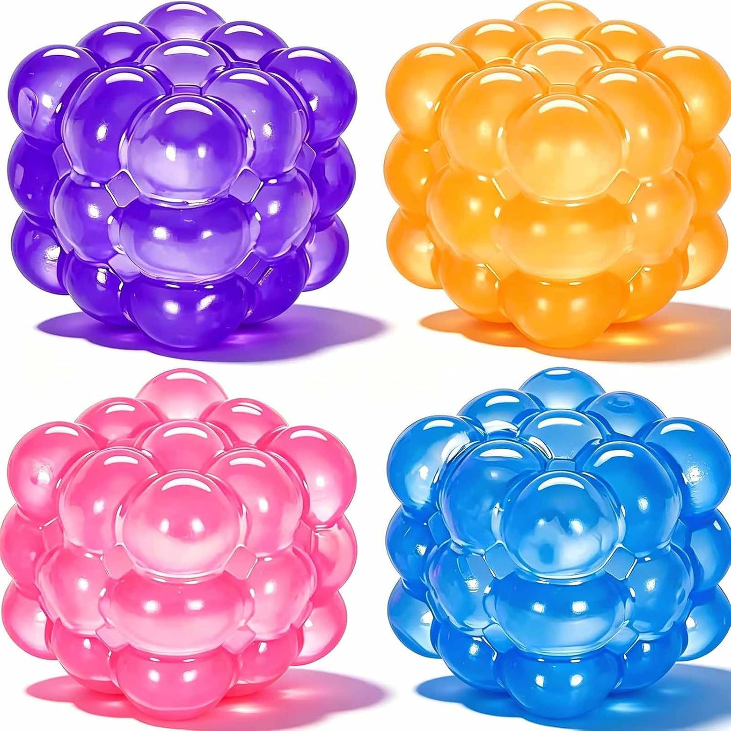 4Pcs Ice Cube Squishies Fidget Toy, Slow Rising Squeeze Cube, Soft Sticky Sensory Cube, Hand Exerciser Fidget Cube, Stress Anxiety Relief Toy, Flexible Handheld Squishies Cube for Office Desk Fidget