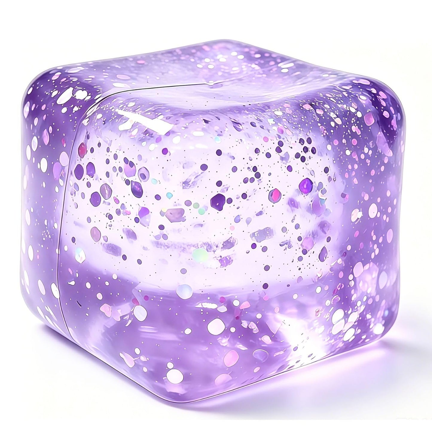 Glitter Ice Cubes Stress Balls Fidget Toys, Stress Cube Slow Rising Squeeze Toys for Adults, Desktop Toy Christmas, Birthday Party Gifts (Purple)