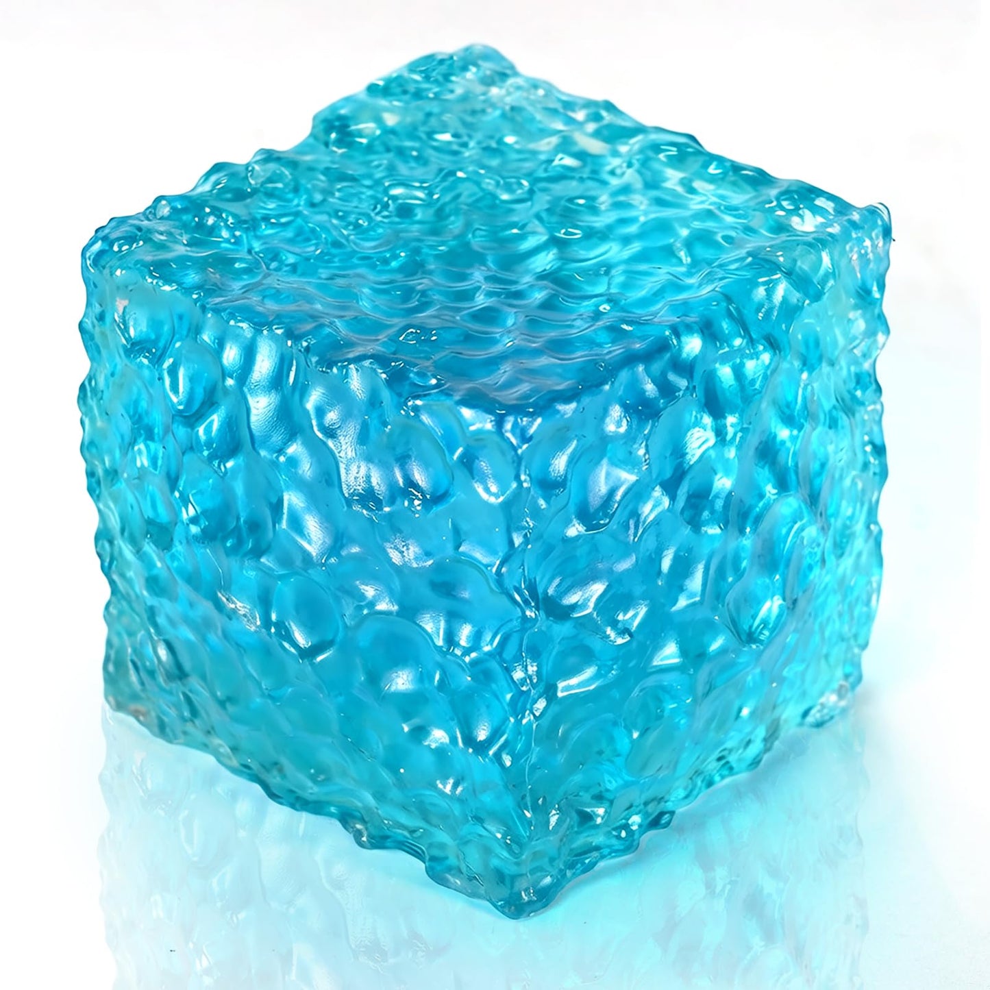 Honeycomb Ice Cube Squishy – Textured Stress Relief Cube, Soft Sensory Fidget for Anxiety Relief & Focus, Portable Red Ice Cube Squeeze for Adults, Office & Desk Calming (Blue)