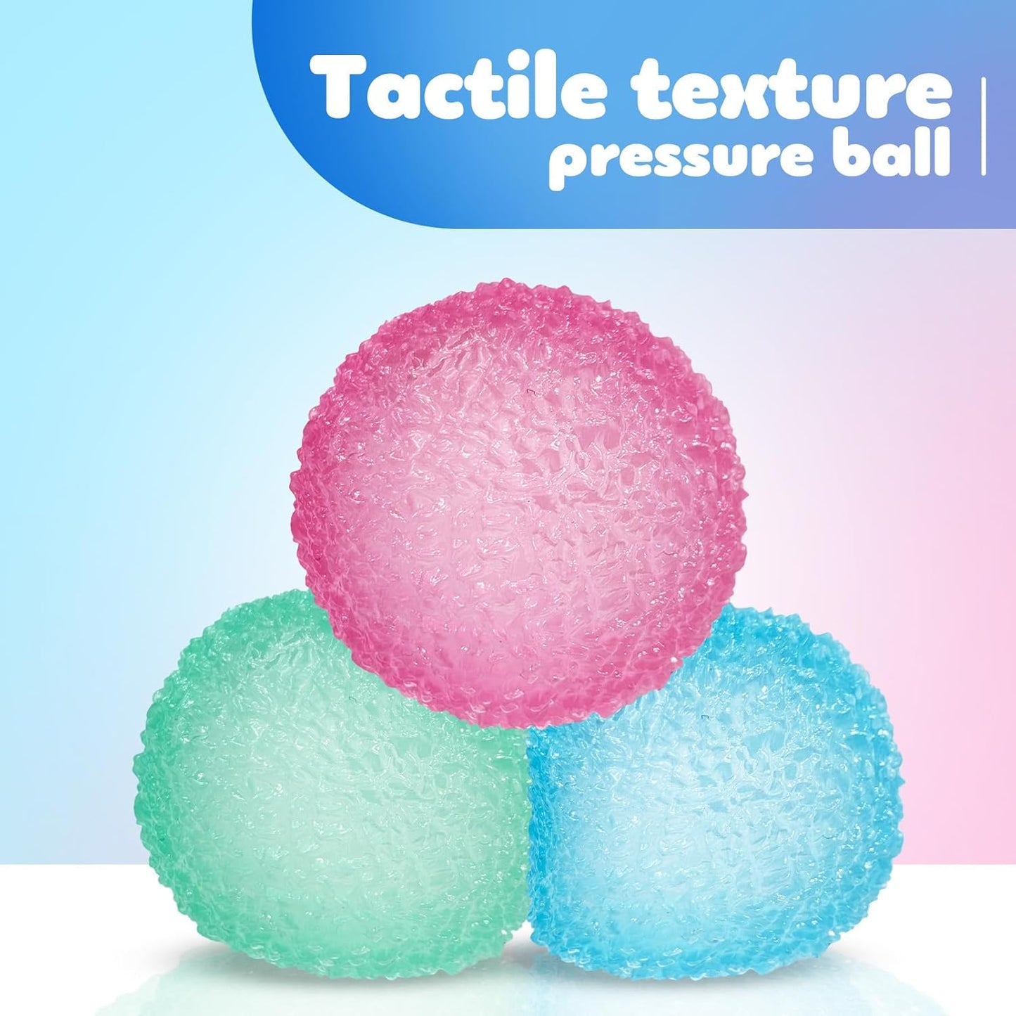 3pc Stress Balls for Adults, Squishy Ball Sensory Textured Memory Gel Fidget Toys for Kids/Adults Hand Exercises, Valentines Day Party Favors Anxiety Relief Squeeze Ball(1.80“)