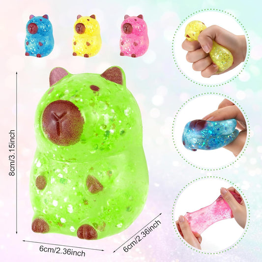 4 Pcs Capybara Squishy Fidget Stress Balls, Cute Animal Squeeze Toys for Birthday Party, Office, Christmas Stocking Stuffer Gifts, Ideal for ADHD, Autism & Anxiety Relief