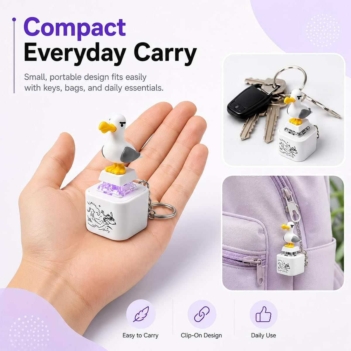 Seagull Mine Button Keychain Fidget Toy, Mechanical Clicker Rechargeable Keyboard Fidget 4 Pack
