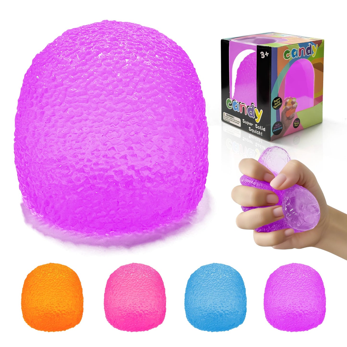Stress Balls-Gumdrop Squishy Stress for Kids and Adults, Super Solid Squeeze Ball, Sensory for Stress Relief, Birthday, Easter Basket Stuffers and Party Favors(Pink)