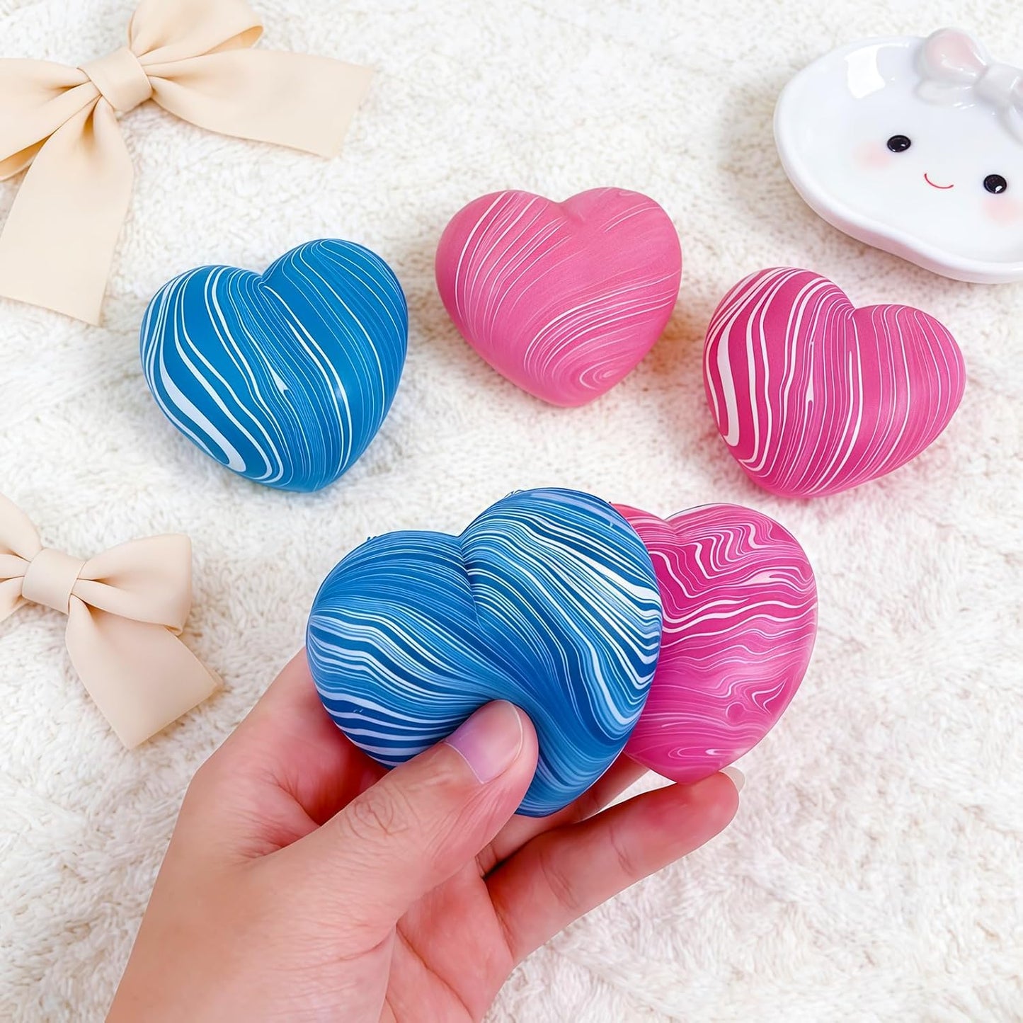 2 Pcs Stress Balls Fidget Toys, Heart Squeeze Toys Slow Rising, Stress Balls for Adults, Christmas, Party Favors, Stocking Stuffers