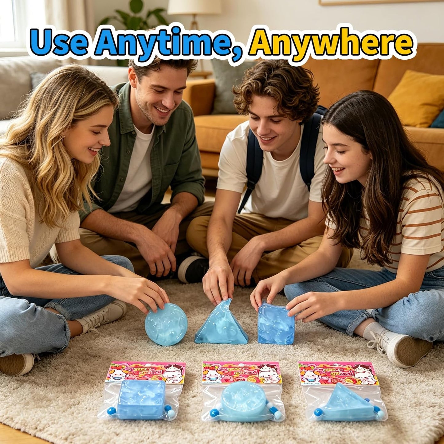 3 Pcs Stress Balls Fidget Toys, Blue Stress Squeeze Toys for Adults, Classroom Prizes, Christmas, Party Favors, Stocking Stuffers