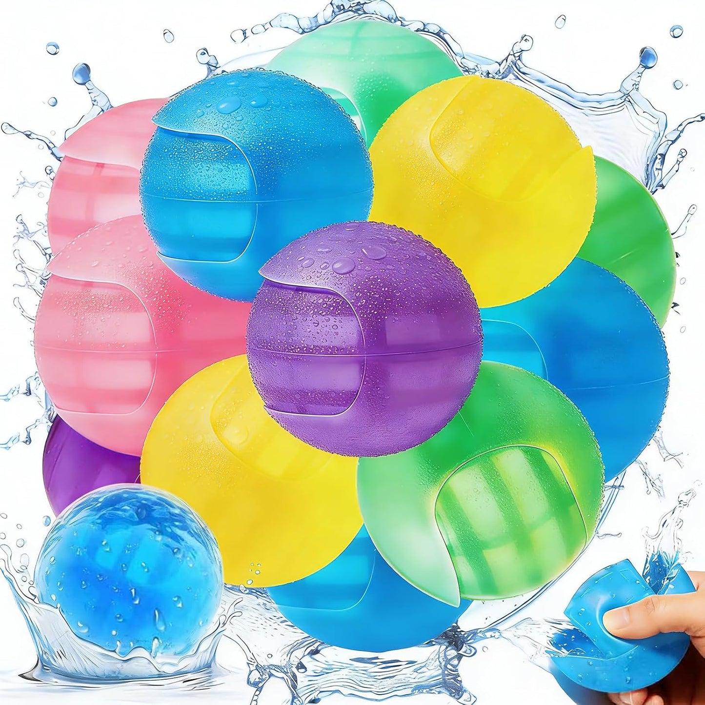 12Pcs Reusable Water Balloons, Self Sealing Quick Fill Silicone Water Toys for Kids 3-12, Summer Outdoor Water Games