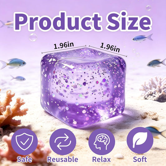Stress Balls Fidget Toys, Stress Cube Slow Rising, Square Shape Squeeze Toys for Adults, Classroom Prizes, Christmas, Party Favors, Stocking Stuffers (Purple)