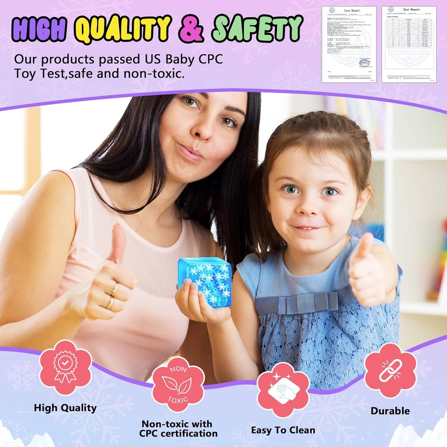 Squishy Fidget Toys Adults Stress Cube - Glow in The Dark Snowflakes Sensory Toys for Kids with Autism Stress Balls
