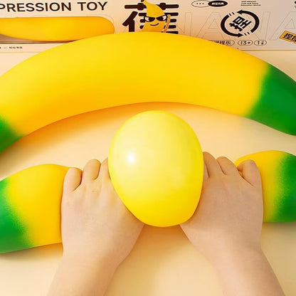 2 Pcs Giant Strawberry & Banana Squishies Fidget Toys Set, Realistic Fruit Squishies Slow Rising Squeeze Toy, Soft Tactile Fidget Toy for Adults Stress Relief Sensory Toy for Office & Daily Relaxation