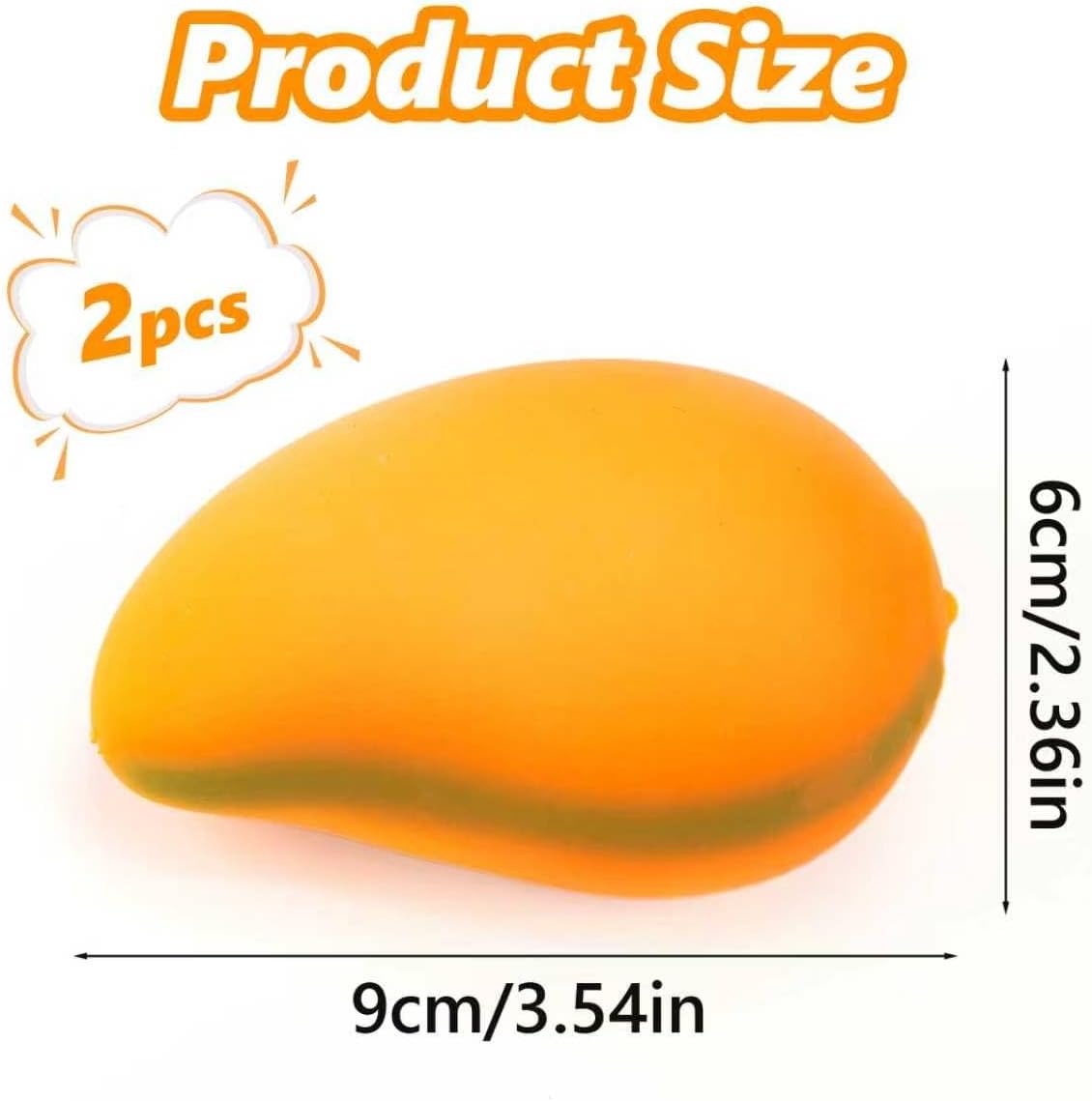 2Pcs Mango Stress Ball Toy, Slow Rising Stress Relief Squeeze Toy, Cute Fruit Fidget Toys for Adults, Desktop Toy Christmas, Birthday Party Gifts
