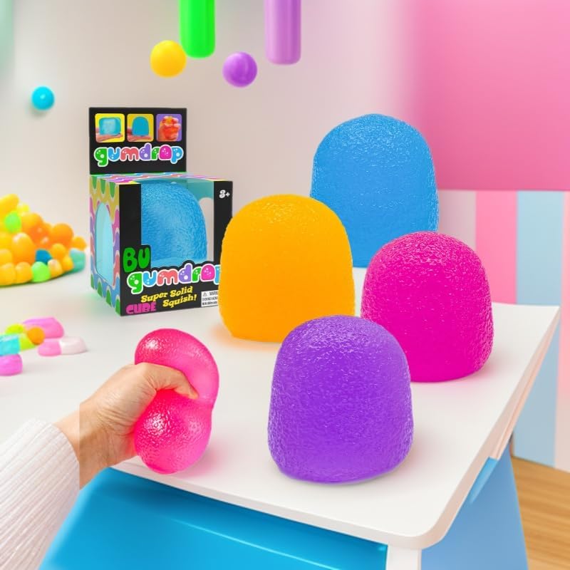Stress Balls-Gumdrop Squishies Toys, Super Solid Squeeze Ball (Orange) | Sensory for Stress Relief Toys, Birthday, Halloween Party Favors