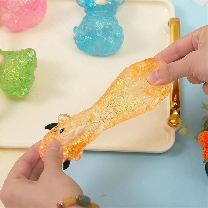 4PCS Glitter Highland Cow Fidget Squishies - Ultra-Soft Slow Rising Stress Relief Toys, Cute Desk Decor for Cow Lovers Adults | Easter Basket Stuffers Party Favors