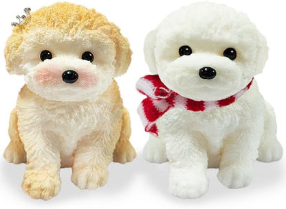 2PCS Cute Squishy Dog Toys - Handmade Squishy Dog Relief Toy, Ultra Soft Silicone Squishies Toy for Kids & Adults, Autism & Anxiety Relief, Fun Gift for Boys & Girls (White-Curry)