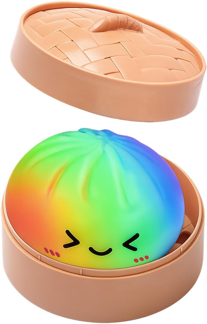 Dumpling Squishies Dumpling Squishy with Smile, Stress Relief Anxiety Squeeze Toys with Food Steamer, for Birthday Gifts, Party Favors