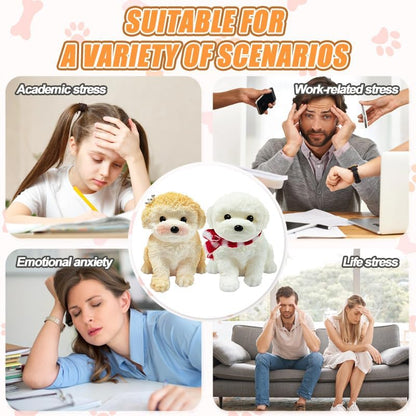 2PCS Cute Squishy Dog Toys - Handmade Squishy Dog Relief Toy, Ultra Soft Silicone Squishies Toy for Kids & Adults, Autism & Anxiety Relief, Fun Gift for Boys & Girls (White-Curry)