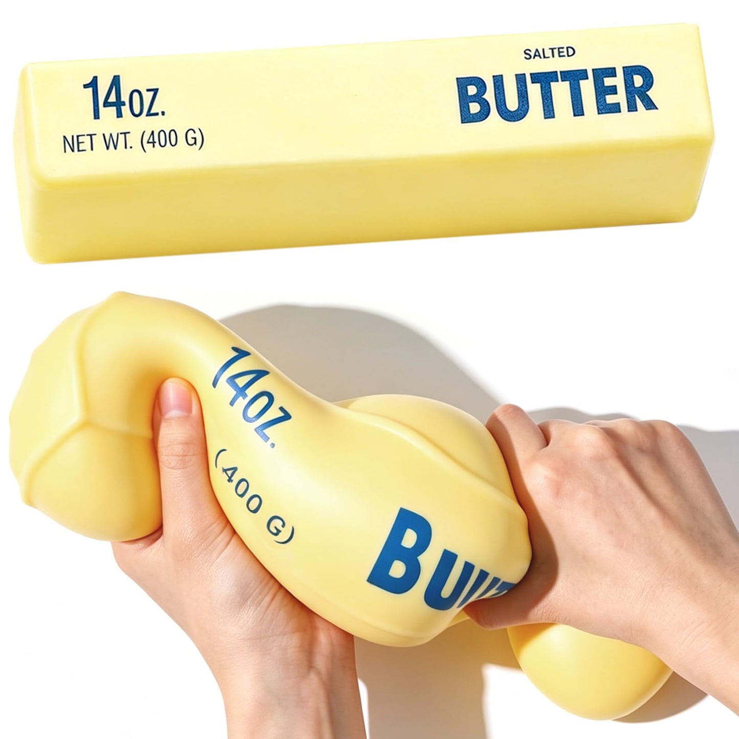 10in Giant Butter Squishy, Jumbo Big Butters 14oz Squeeze Stress Balls, Large Butter Stick Stress Relief Slow Rising Fun for Anxiety Relief Party Favors