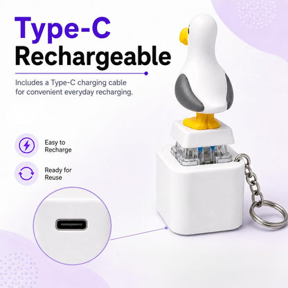 Seagull Mine Button Keychain Fidget Toy, Mechanical Clicker Rechargeable Keyboard Fidget 4 Pack