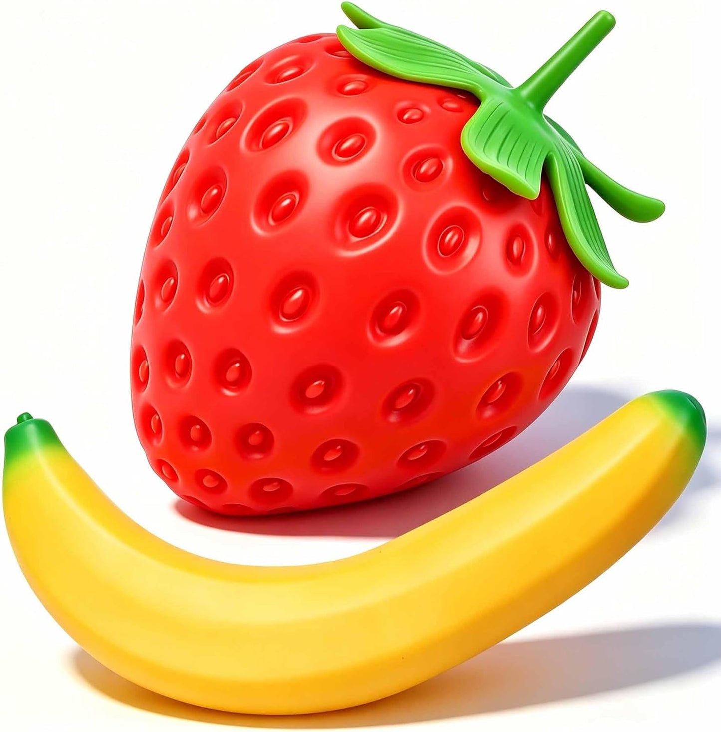 2 Pcs Giant Strawberry & Banana Squishies Fidget Toys Set, Realistic Fruit Squishies Slow Rising Squeeze Toy, Soft Tactile Fidget Toy for Adults Stress Relief Sensory Toy for Office & Daily Relaxation