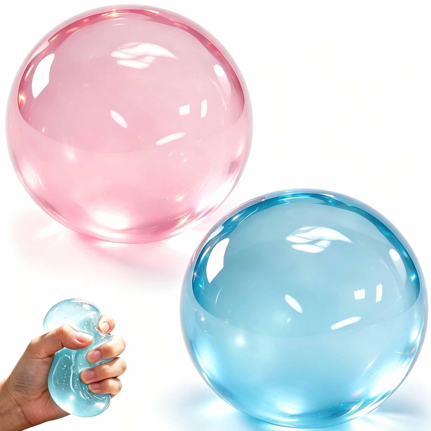 2026 New Coconut Oil Stress Ball, Dumpling Squishy Coconut Squeeze Stress Shapeable Ball, Non-Sticky Slow Rising Squeeze Balls, Portable Desk Squishies for Relaxation and Focus (Blue + Pink)