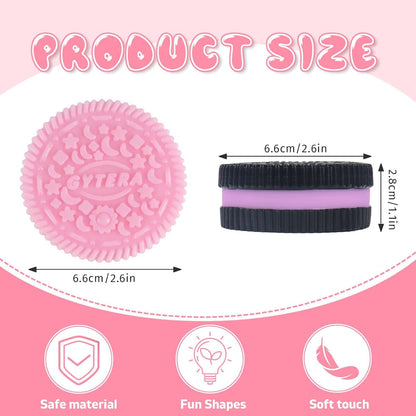 Gytera Sticky Cookie Squishies Fidget Toys Adults, Squeeze Toys Fidget Toys for Autism, Stress Balls for Adults Fidgets Birthday Easter Basket Stuffers(2 Pack Pink Black)