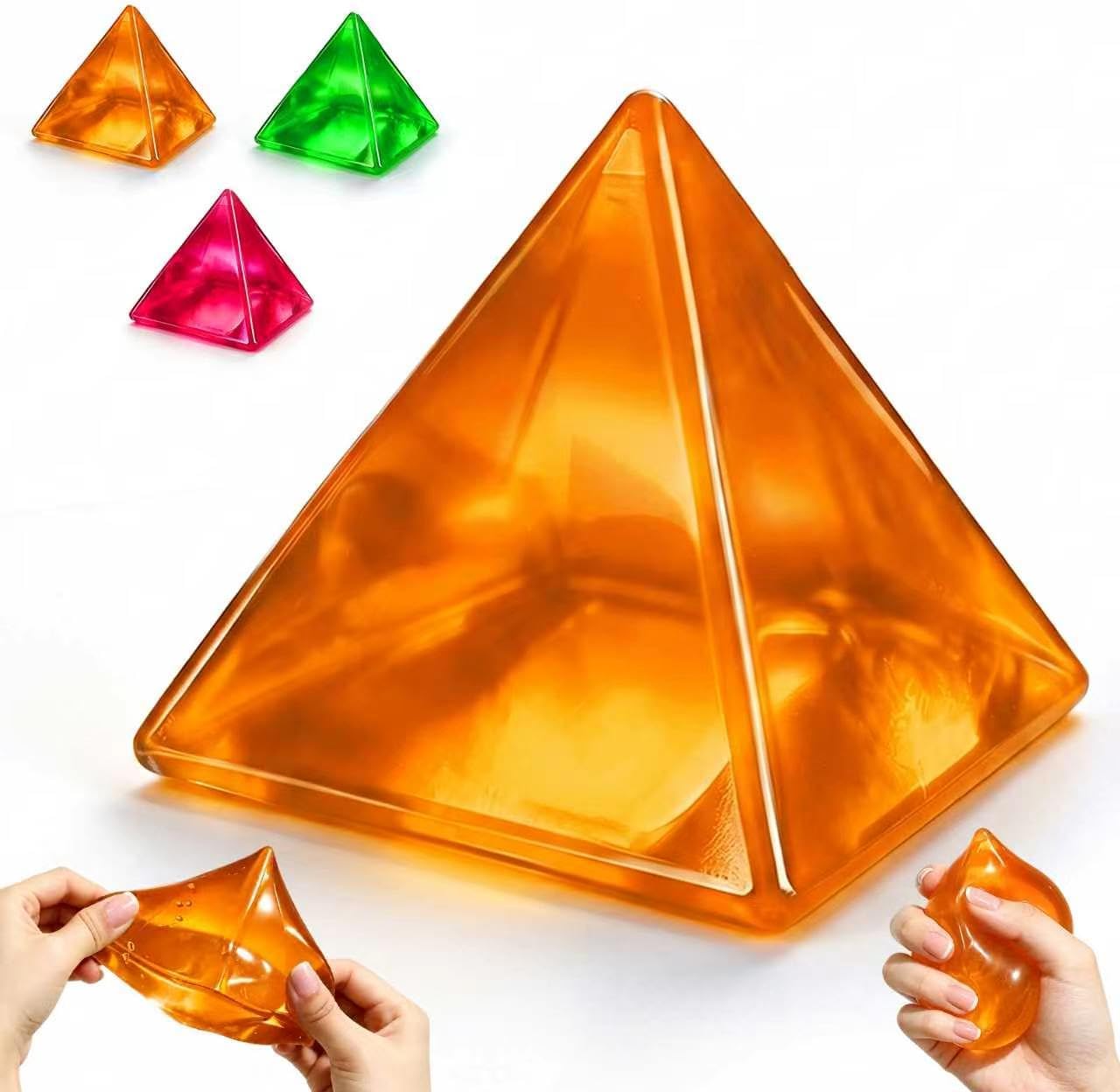 Pyramid Squishy Fidget Toys, Triangle Slow Rising Squishy Toys, Soft Sensory Stress Balls for Adults Anxiety Relief Party Favors Birthday Gift (Orange)