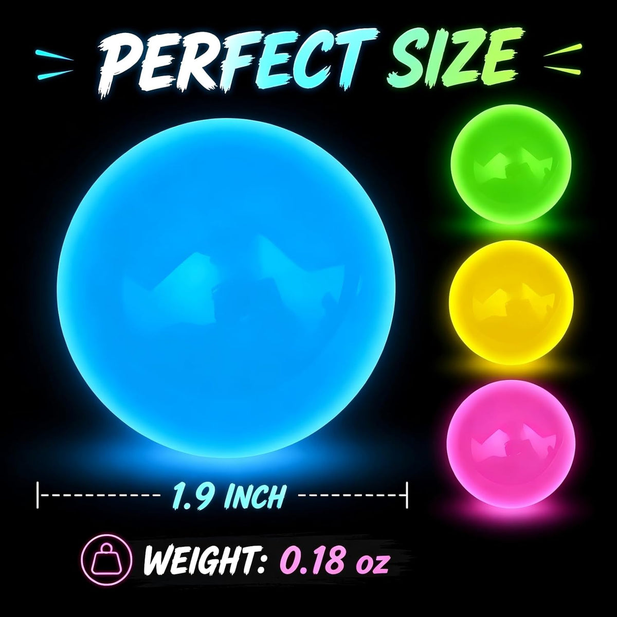4 Pack Glow in The Dark Stress Balls, Glowing Sticky Balls Fidget Toys, Soft Squishies Squeeze Toys for Adults & Teens, Stress Relief Squishies Toys