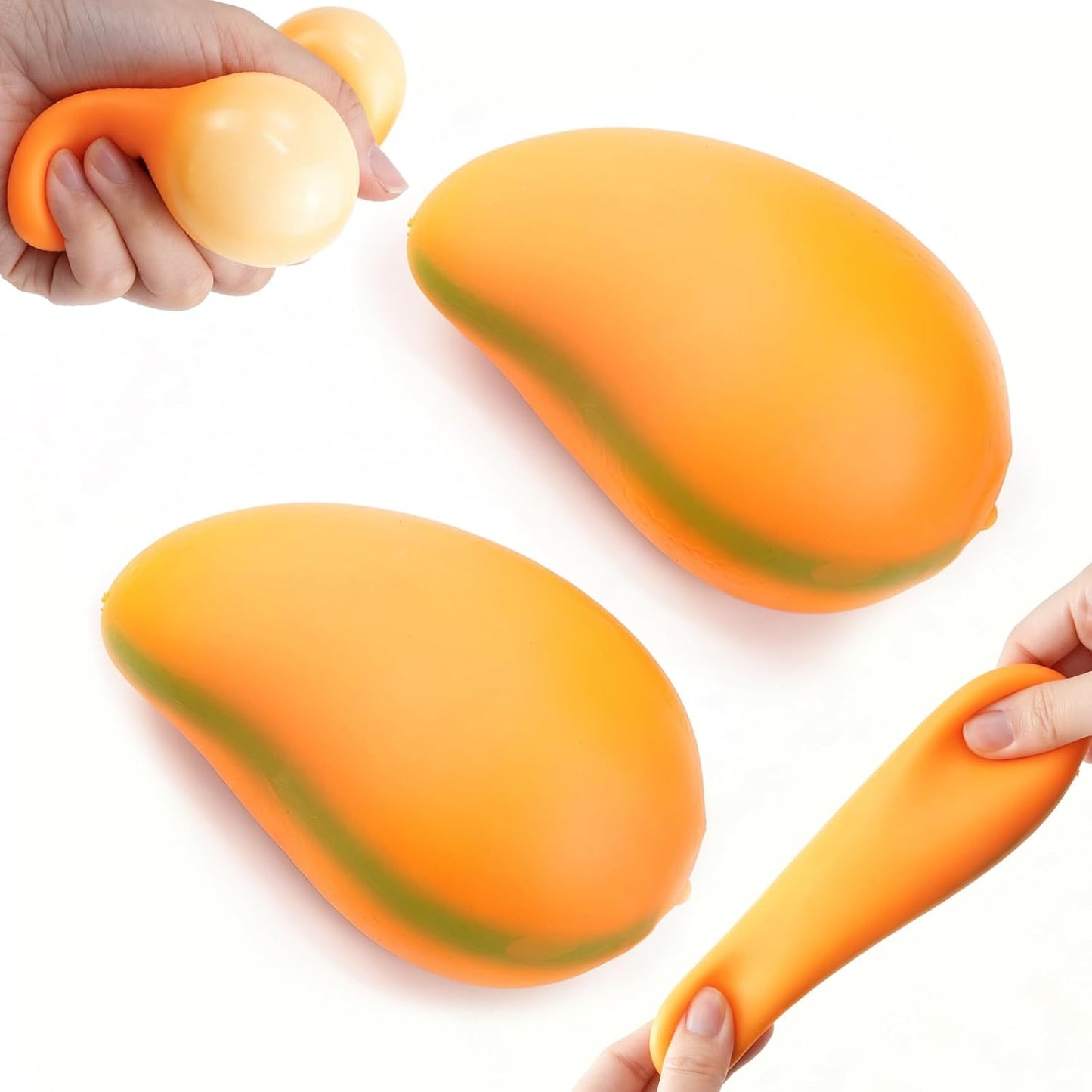 2Pcs Mango Stress Ball Toy, Slow Rising Stress Relief Squeeze Toy, Cute Fruit Fidget Toys for Adults, Desktop Toy Christmas, Birthday Party Gifts