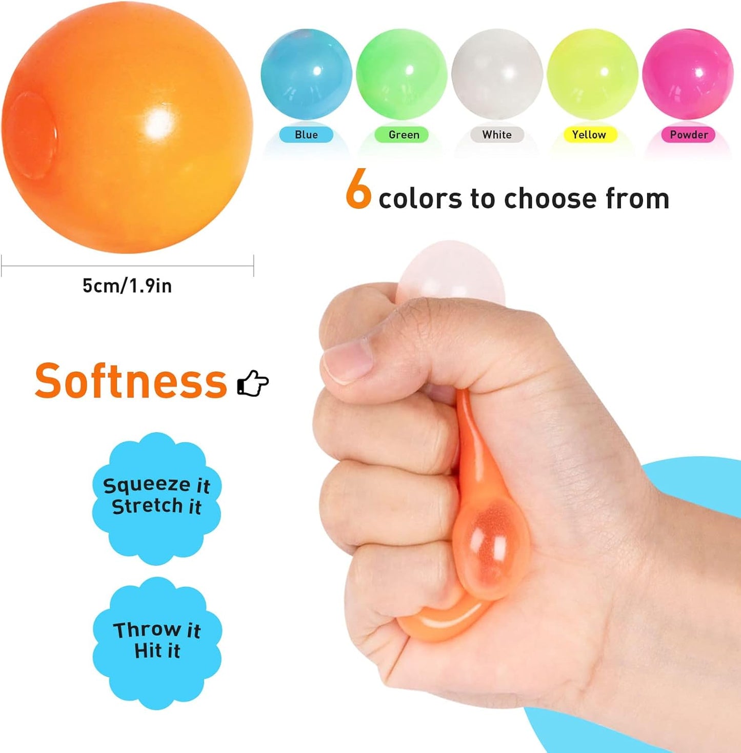 4 Pcs Sticky Balls Ceiling Glow in The Dark Fidget Toys, Night Stress Balls for Adults Fluorescent Sticky Wall Balls, Luminous Balls Jumping Fun Decompression for Kids