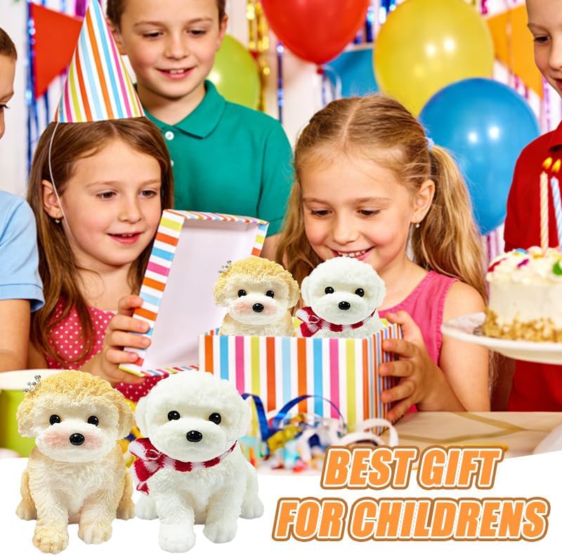 2PCS Cute Squishy Dog Toys - Handmade Squishy Dog Relief Toy, Ultra Soft Silicone Squishies Toy for Kids & Adults, Autism & Anxiety Relief, Fun Gift for Boys & Girls (White-Curry)
