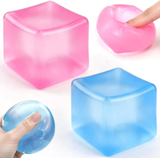 2Pack Ice Cube Stress Balls, Slow Rising Squishies Fidget Toys for Anxiety & Stress Relief, Soft Squeeze Toys for Adults, Halloween, Christmas, Birthday and Gift Bag Fillers