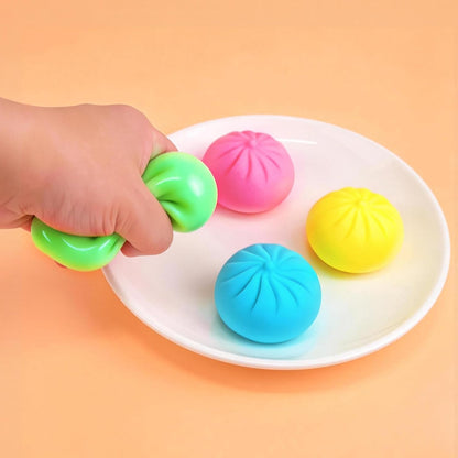 4PCS Dumplings Squishy, 2.56in Squishy Dumpling Mystery Steamer, Fidget Toys Adults & Teens, Sensory Stress Ball Squeeze Toys for Stress Relief, with Food Steamer Stretchy, Desk Toys, Classroom Prizes