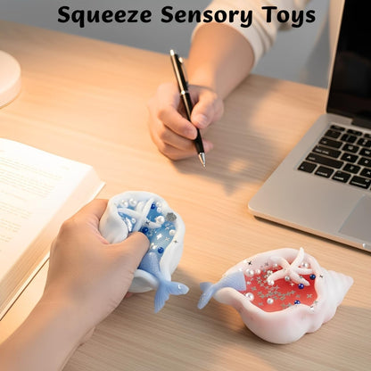 Gytera Ocean Seashell Conch Taba Squishy Fidget Toys Adults Kids, Conch Squeeze Sensory Toys for Kids with Autism, Squishies for Stress Relief Squishy Toys for Kids Toys for Ages 8-13 5-7 2-4