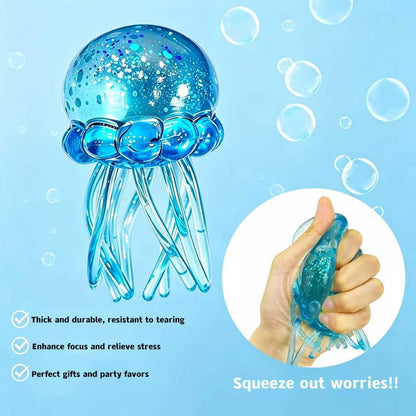 Jellyfish Squishy Toy, Glitter Jellyfish Squishy Squeeze Toy, Soft Slow Rise Squish Sensory Fidget Toy for Relaxing Hand Play, Cute Jelly Fish Squishy for Kids and Adults(Blue)
