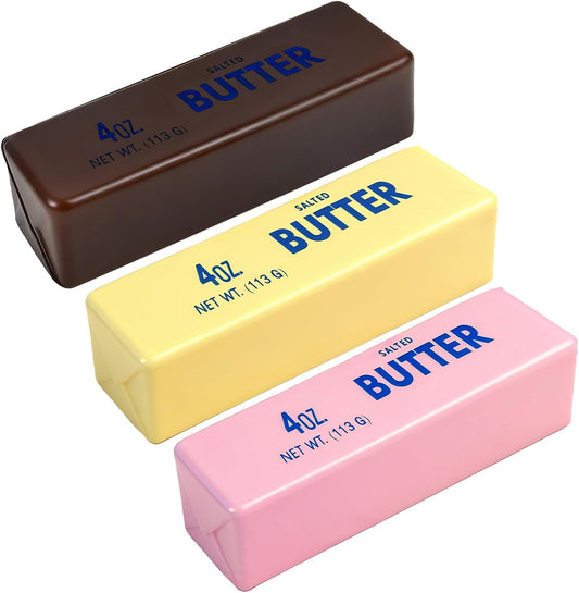 Butter Squishy Fidget 3 Pcs, Super Soft Butter-Shaped Slow Rising Squeeze, Stress Relief Anxiety Relaxation Squishies, Ideal for Birthday Gifts, Party Favors and Classroom Prizes (3, Butter&Chocolate)
