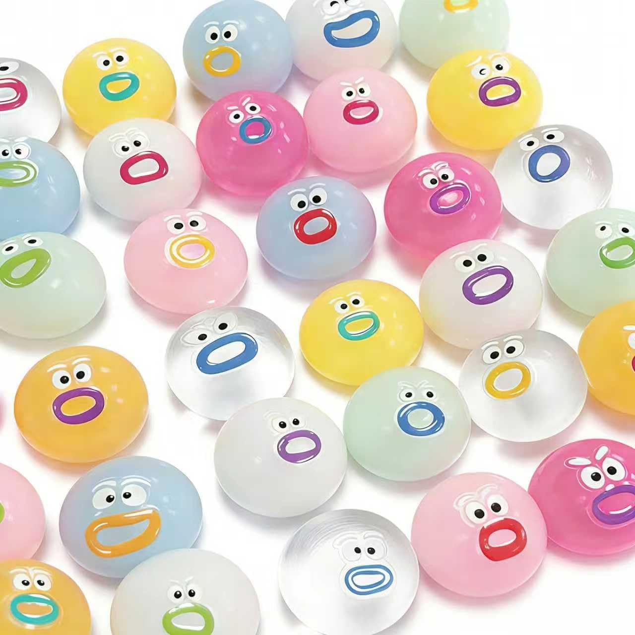 24 Packs Mini Squishies Expression Squishies Fidget Toys with 24 Keychains, Sticky Cute Mini Fidgets Squishies Toys Stress Reliever Toys, Pinata Fillers Easter Basket Stuffers Party Favors (Colorful)