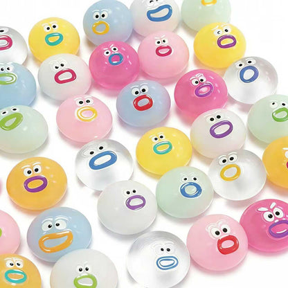 24 Packs Mini Squishies Expression Squishies Fidget Toys with 24 Keychains, Sticky Cute Mini Fidgets Squishies Toys Stress Reliever Toys, Pinata Fillers Easter Basket Stuffers Party Favors (Colorful)