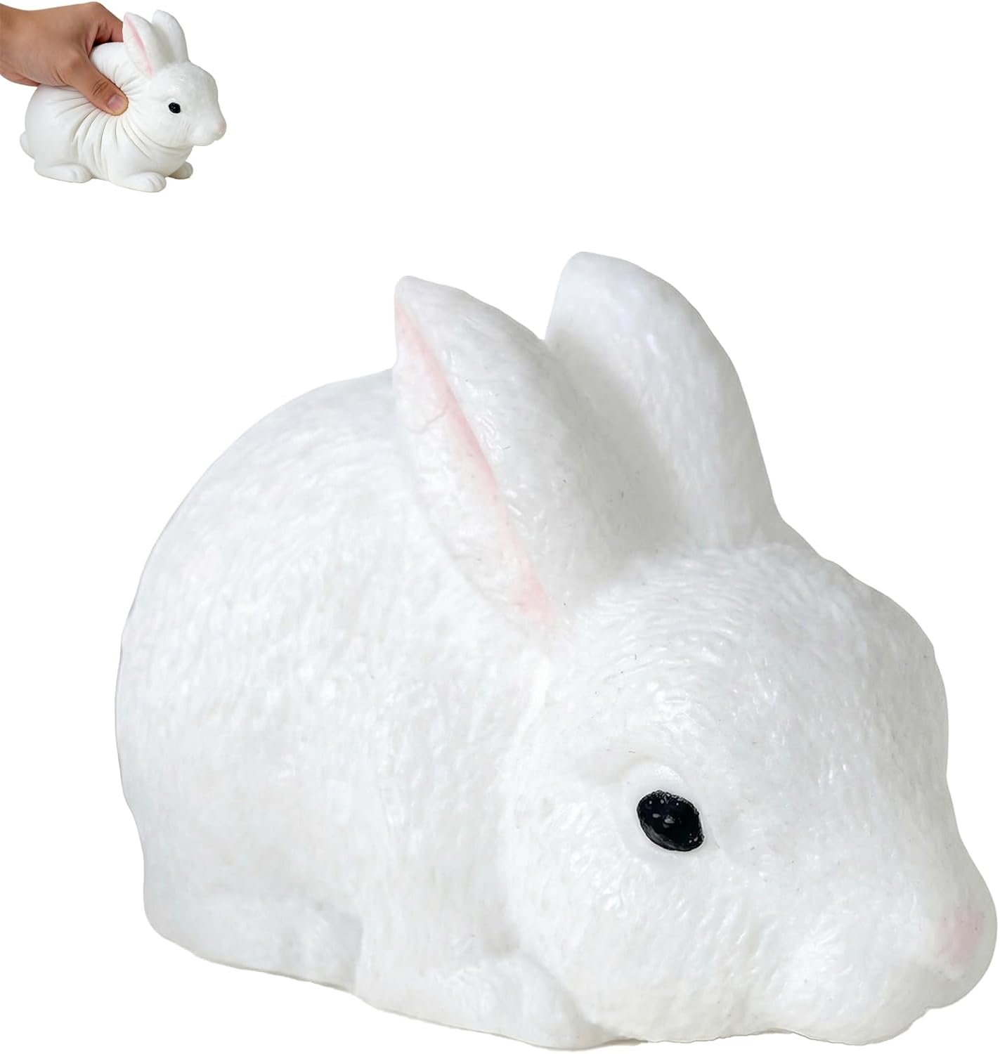 Cute Bunny Stress Relief Toy - Soft Silicone Rabbit Squeeze Toy, Portable Mini Animal Fidget Toy for Anxiety Relief, Sensory Toy for Adults Home Office Travel