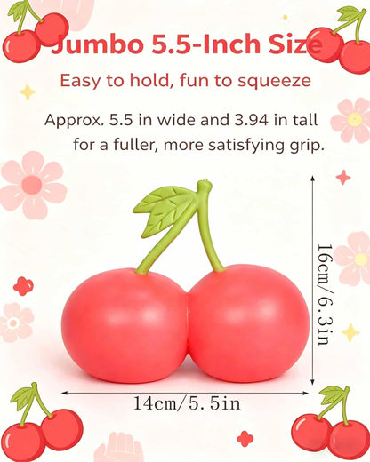 Gytera Giant Cherry Squishies, Slow Rising Stress Relief Fidget, Cute Fruit Shaped Squishies Fidget for Adults, Anxiety Relief Sensoryfor Party Favors, Birthday Gifts, Desk Decor