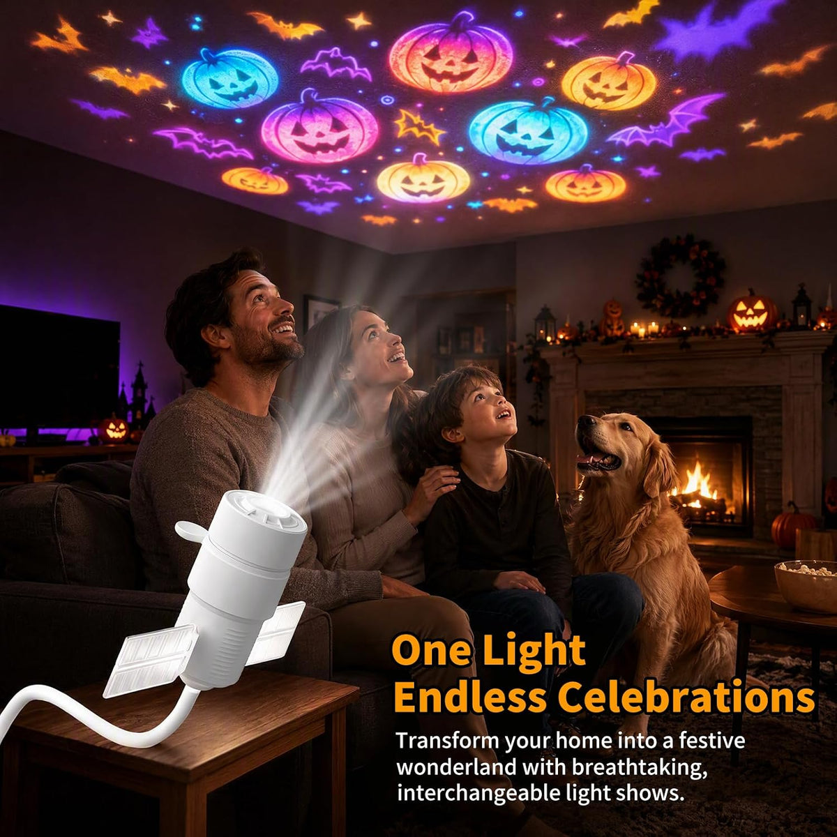Halloween Christmas Projector Night Light, 2-in-1 Multicolour Night Light
