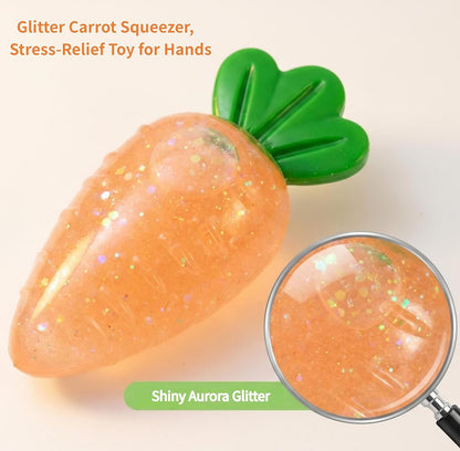 Carrot Sensory Fidget Toys, Stress Balls for Adults Slow Rise Squishy Sugar Ball, Party Favors Stress Relief Toy for Office, School, Travel, Easter Basket Stuffers