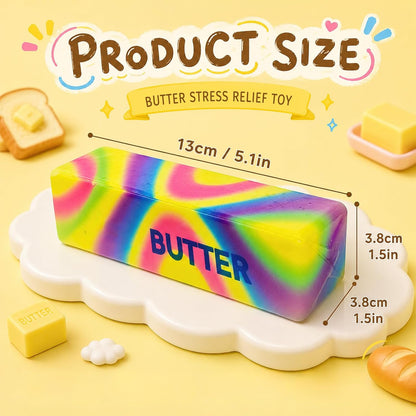 4pcs Colorful Butter Squishies, Soft Butter-Shaped Slow Rising Squishy, Stress Relief Anxiety Relaxation Squeezes, Big Butter Squeeze 4 oz with Milk Aroma, Party Favors and Classroom Prizes