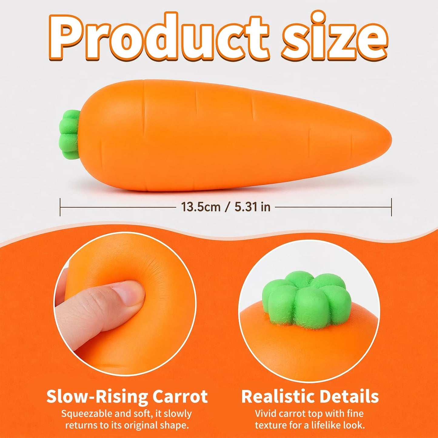 Carrot Squeeze Toys, Big Slow Rising Stress Ball Squeeze Toy, Stress and Anxiety, Party Favor, Desktop Decoration