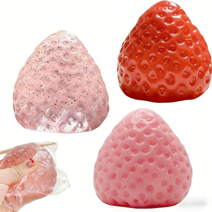 3 Packs Big Strawberry Squishy Fidget Toys Adults, Ultra Soft Sticky Stress Relief Toys for Kids, Sensory Toys for Kids with Autism, Birthday Gift Kids Toys for Boys Girls