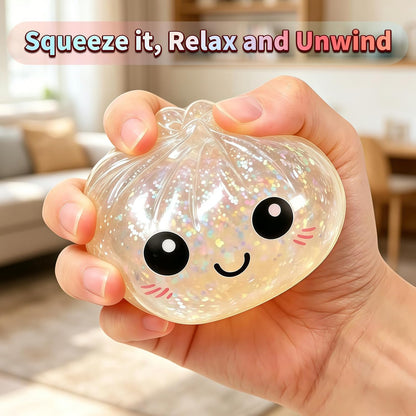 Dumpling Squeeze Toy, Stress Balls Fidget Toys, Squeeze Dough Ball Stress Relief Hand Toys with Food Steamer Stretchy, Party Favors