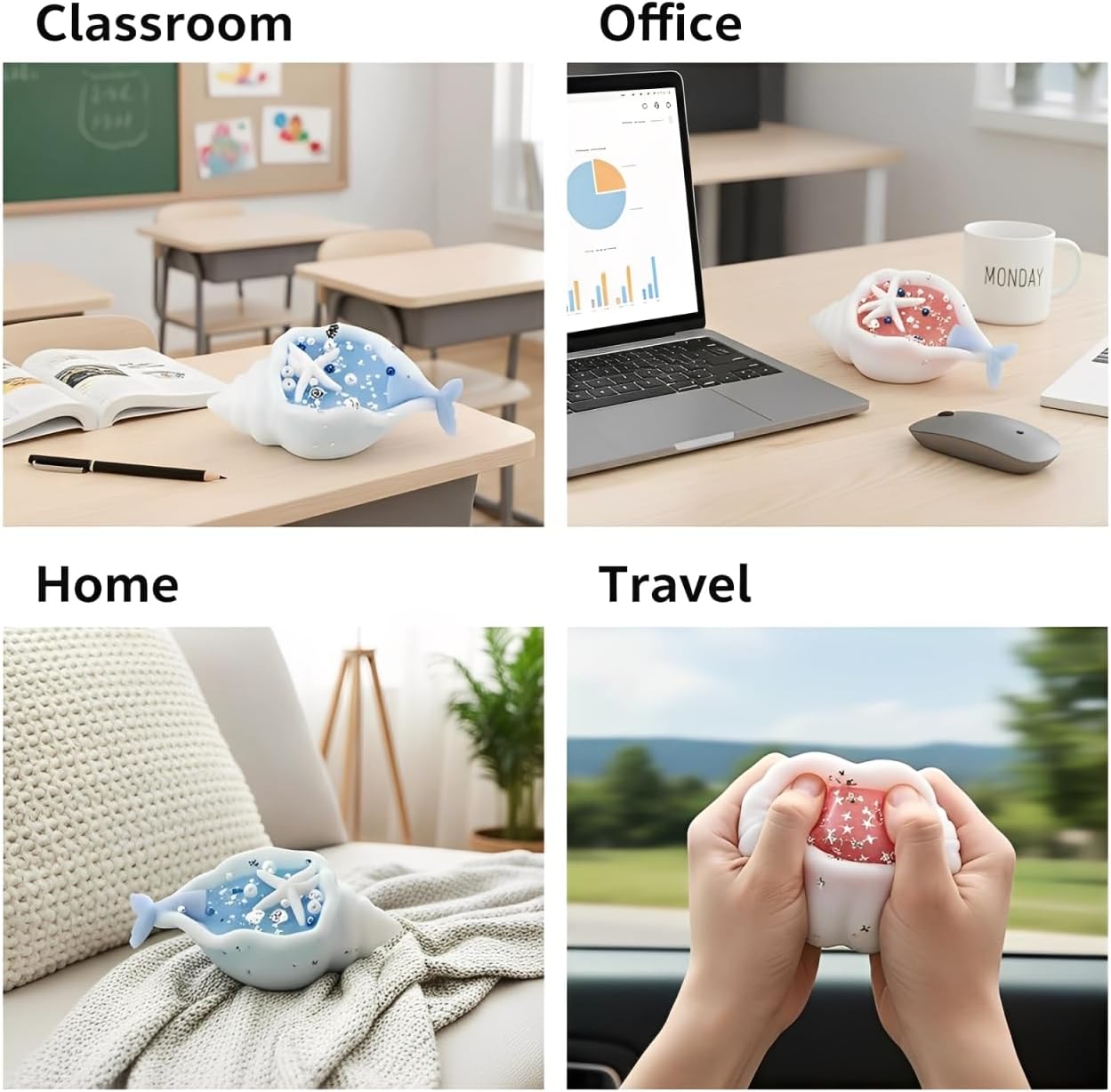 Gytera Ocean Seashell Conch Taba Squishy Fidget Toys Adults Kids, Conch Squeeze Sensory Toys for Kids with Autism, Squishies for Stress Relief Squishy Toys for Kids Toys for Ages 8-13 5-7 2-4