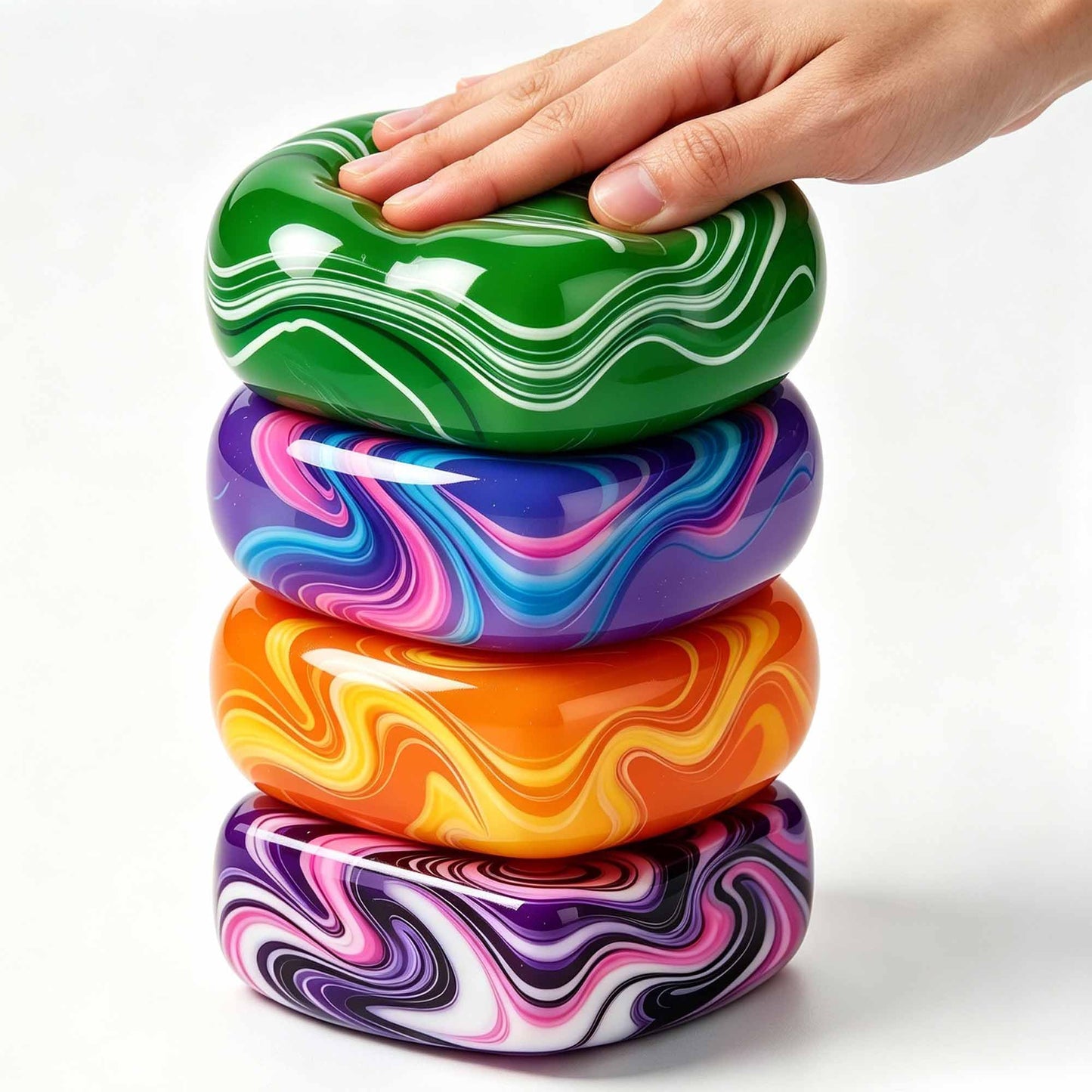 Fidget Toys Stress Balls for Adults - 4Pack Malt Sugar Squishy Fidget Toys, Slow Rise Gel Ball, Stretchy Squeeze Stress Relief Balls for Anxiety/Therapy, Slow-Rise Sensory Toys, Halloween Party Favors
