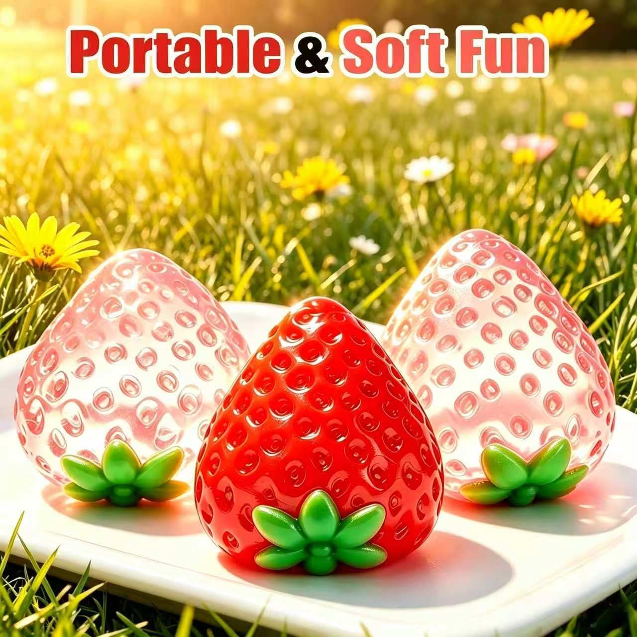 3 Pcs Big Squeeze Strawberry, Cute Strawberry Squeeze Toys for Adults, Classroom Prizes, Christmas, Party Favors, Stocking Stuffers